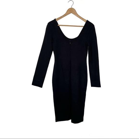 L'agence Long Sleeves Bodycon Dress Scoop Neck Black Color Dress S - Picture 6 of 10